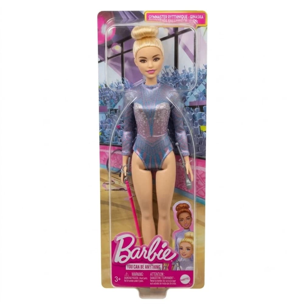 Barbie You Can Be Anything rhythmic gymnast doll in retail packaging with ribbon and club