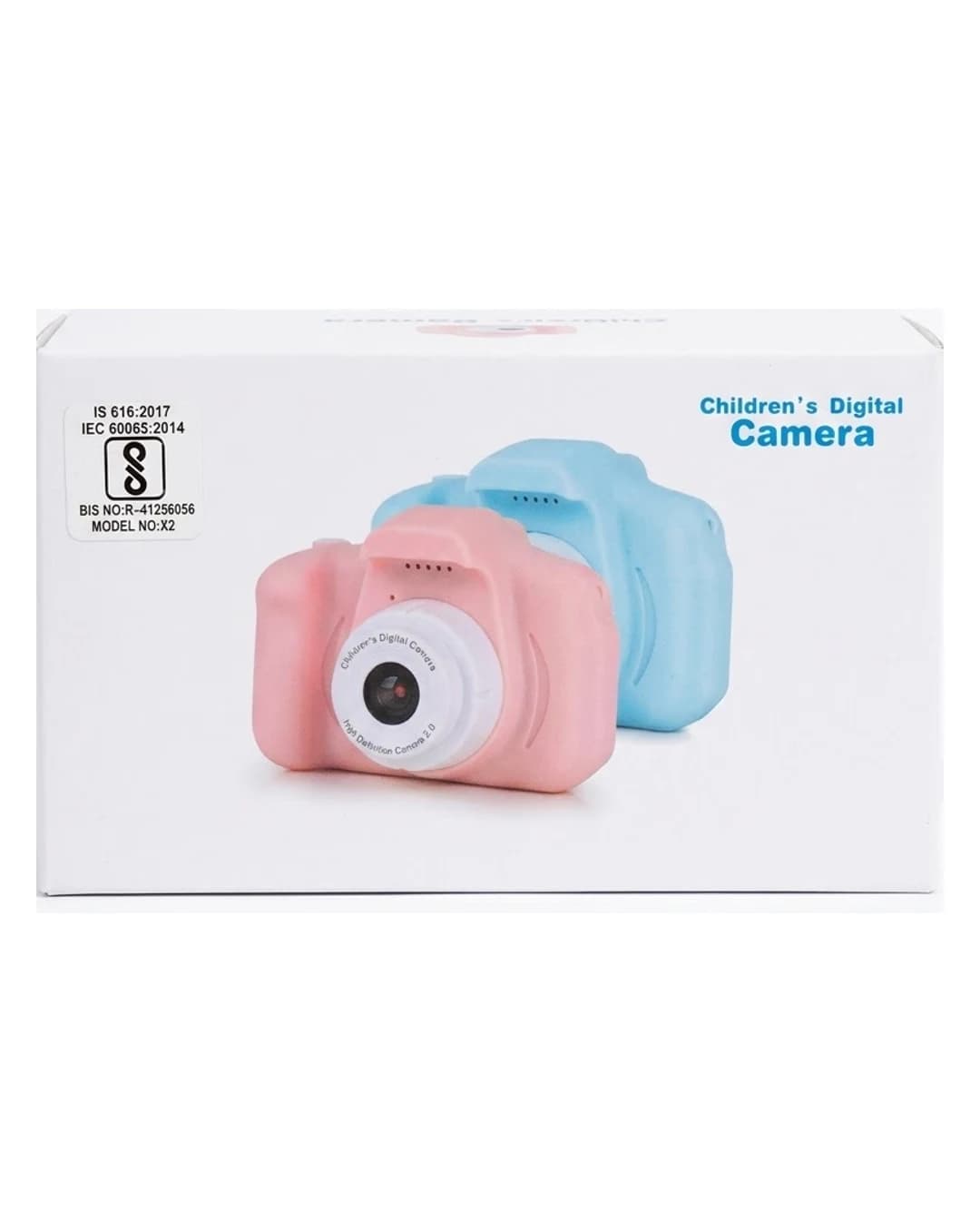 Children's Digital Camera X2 box with pink and blue cameras