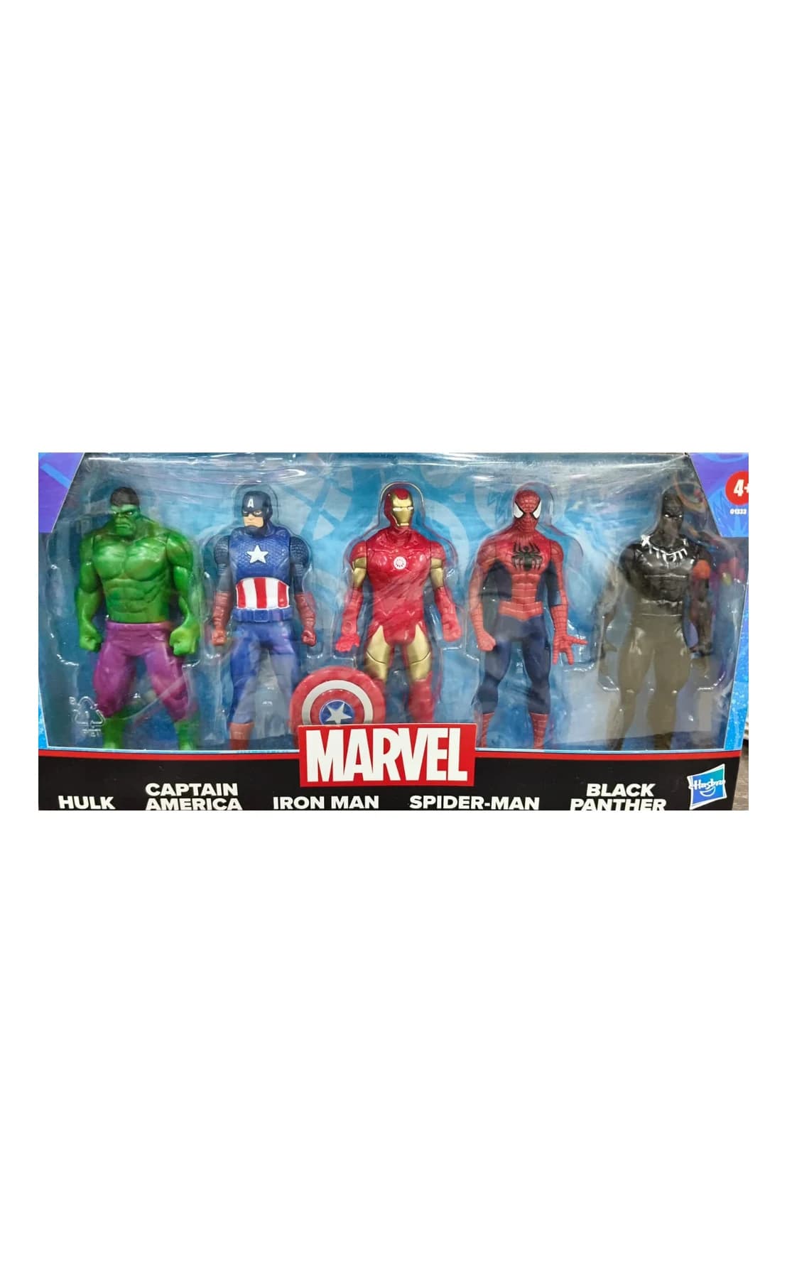 Marvel five figure pack with Hulk, Captain America, Iron Man, Spider-Man and Black Panther