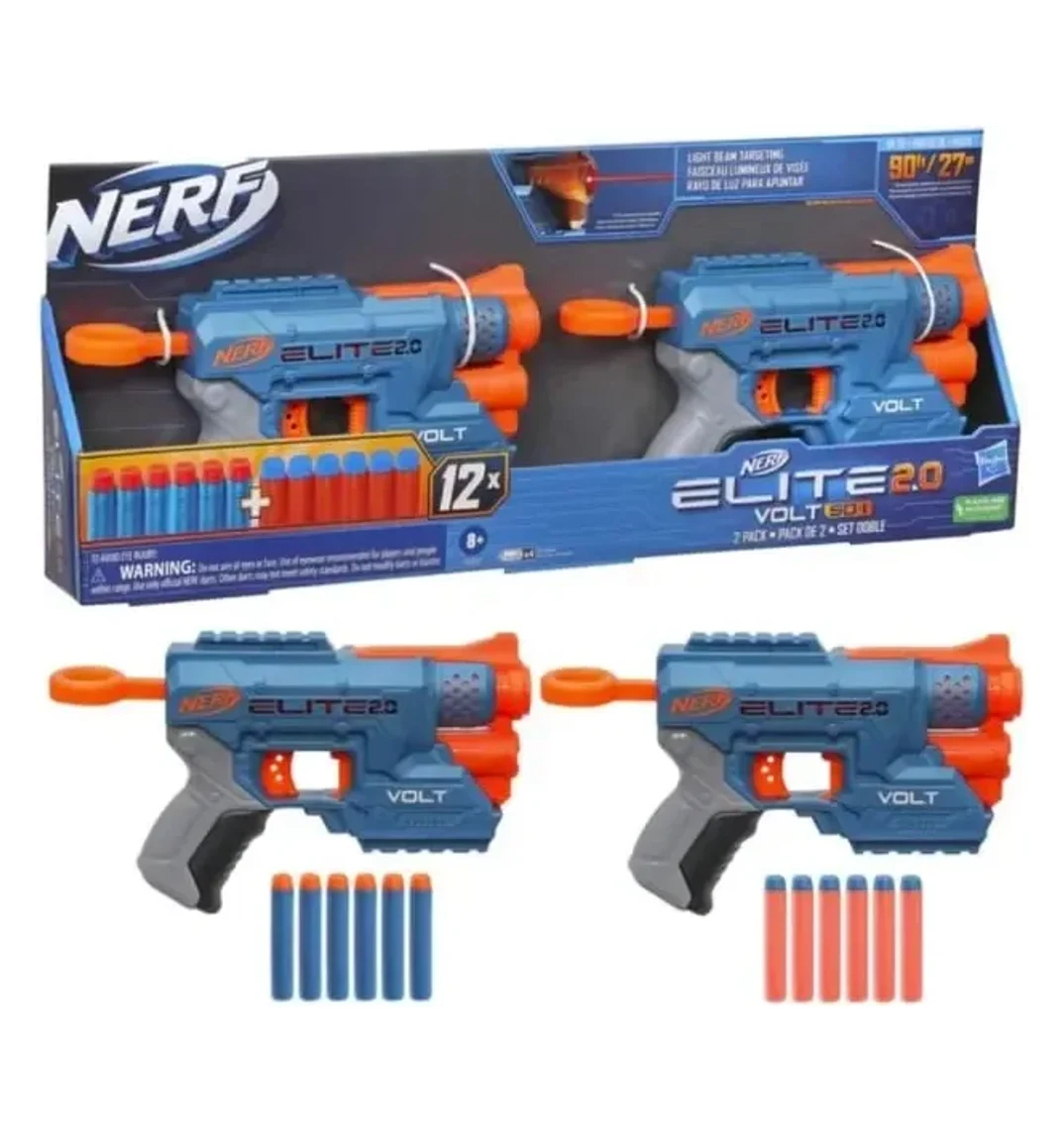 Nerf Elite 2.0 Volt SD-1 two-pack box with two blue and orange blasters and 12 darts
